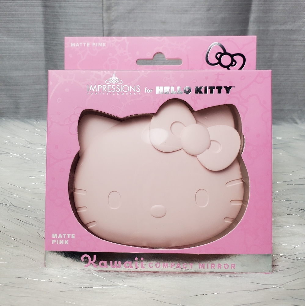 IMPRESSIONS FOR HELLO KITTY matte pink kawaii compact mirror
